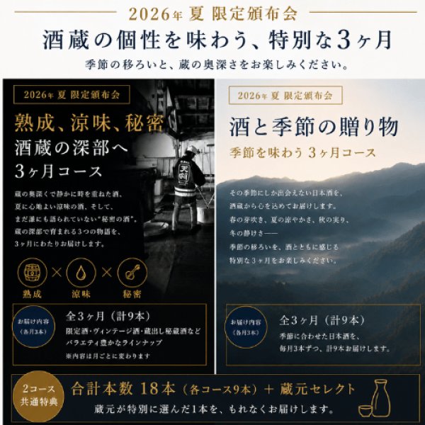 頒布会 2026年夏 両コース限定（18本＋蔵元セレクト商品 1点進呈